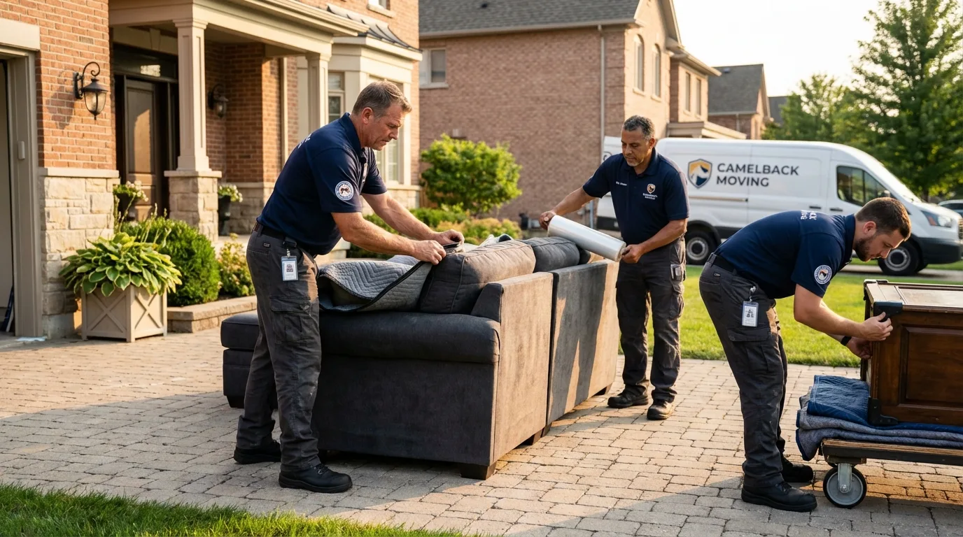 Large estate moving crew wrapping furniture in Ellenton, FL