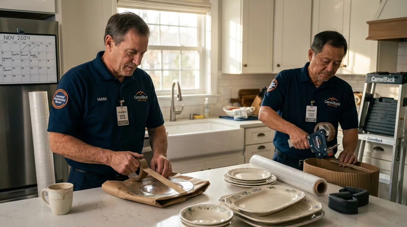 Professional crew packing kitchen dishware in Ellenton, FL